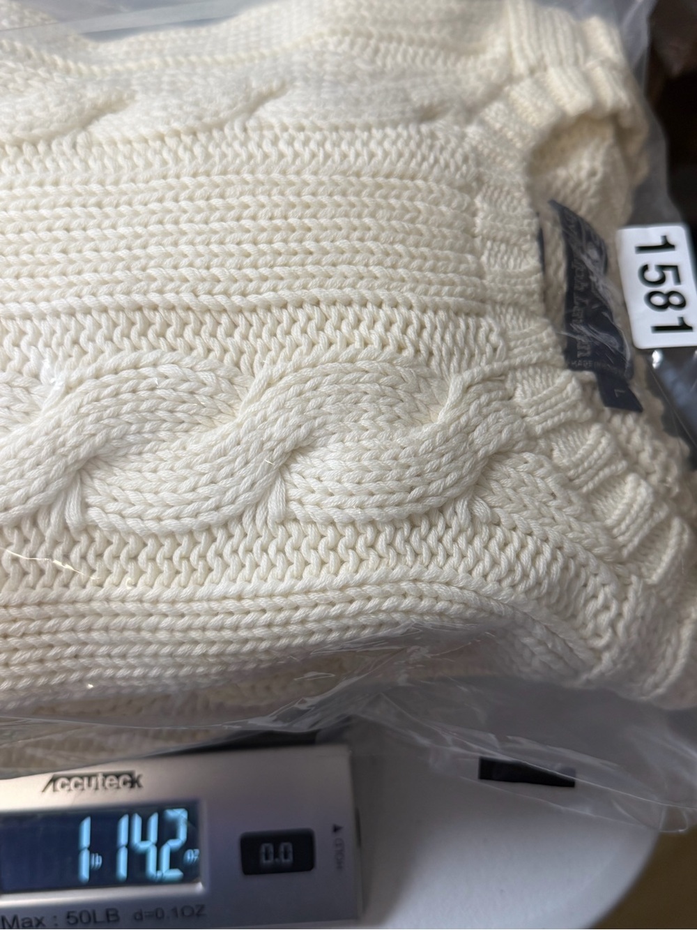 Vintage Polo Ralph Lauren Cable Knit Fisherman Sweater Cream Cotton L Heritage - Picture 9 of 9